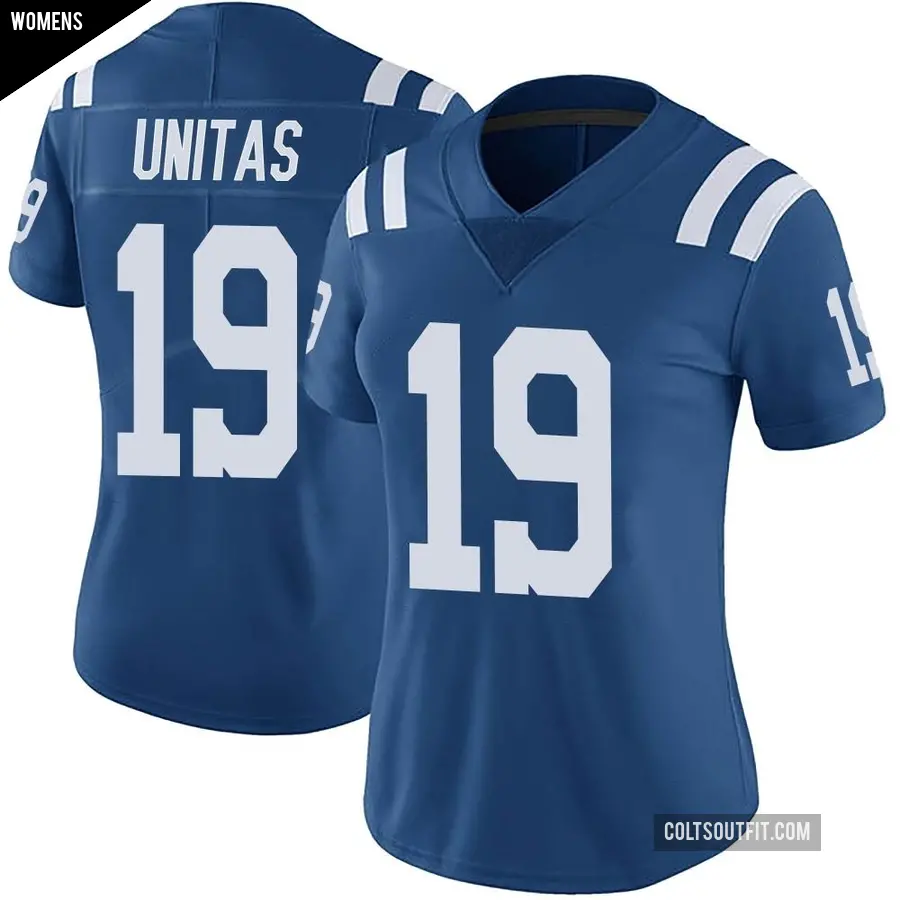 Women's Indianapolis Colts ＃19 Johnny Unitas Royal Limited Color Rush Vapor Untouchable Jersey