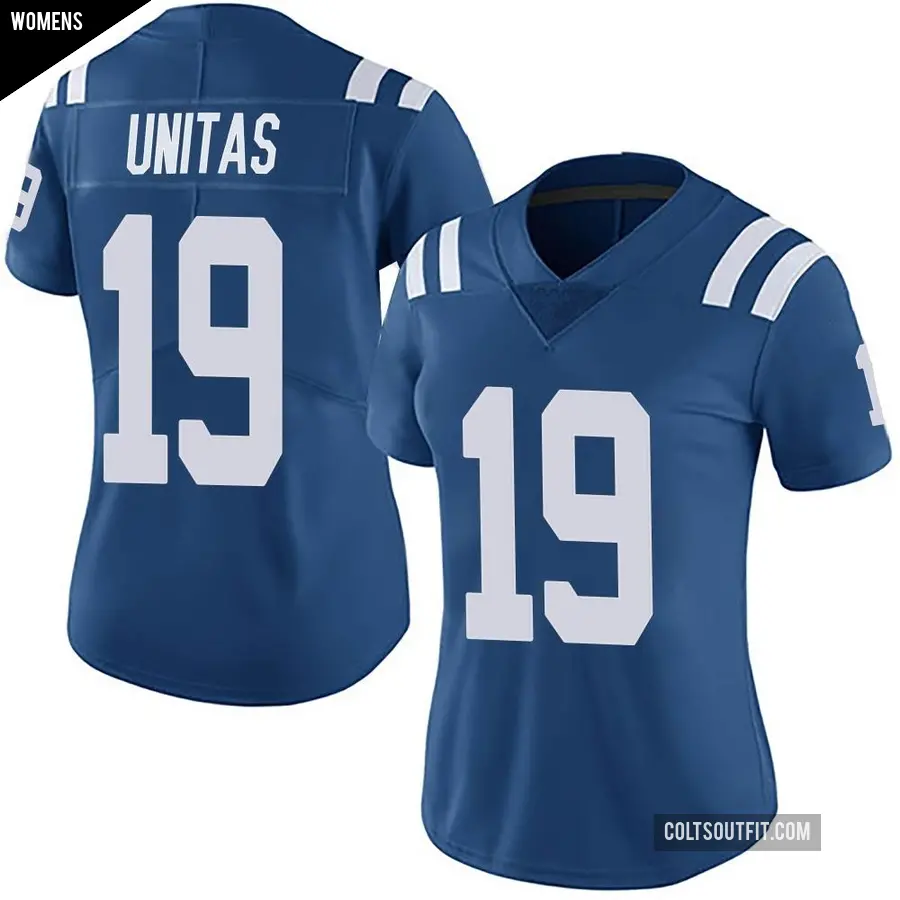 Women's Indianapolis Colts ＃19 Johnny Unitas Royal Limited Team Color Vapor Untouchable Jersey
