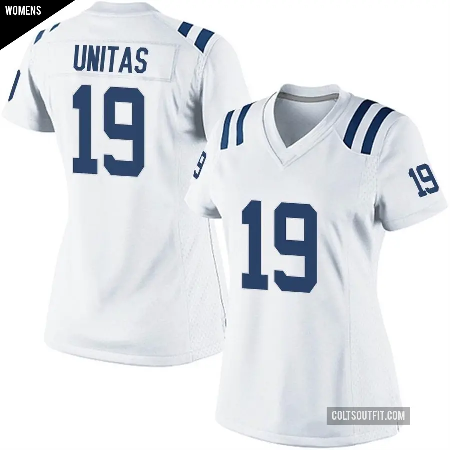 Women's Indianapolis Colts ＃19 Johnny Unitas White Game Jersey