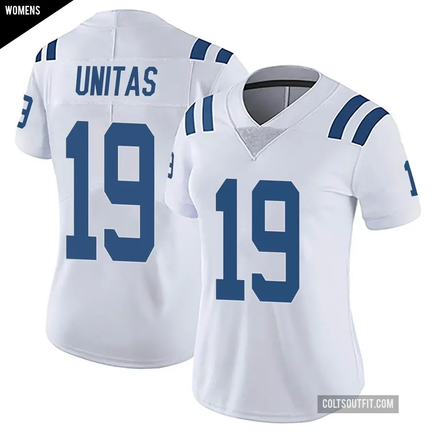 Women's Indianapolis Colts ＃19 Johnny Unitas White Limited Vapor Untouchable Jersey