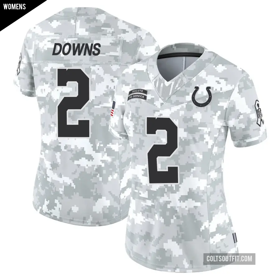 Women's Indianapolis Colts ＃2 Josh Downs Arctic Camo Limited 2024 Salute to Service Jersey