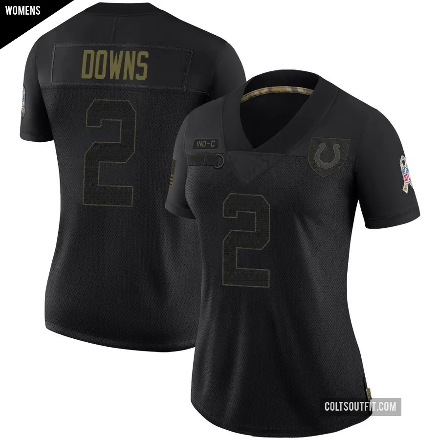 Women's Indianapolis Colts ＃2 Josh Downs Black Limited 2020 Salute To Service Jersey