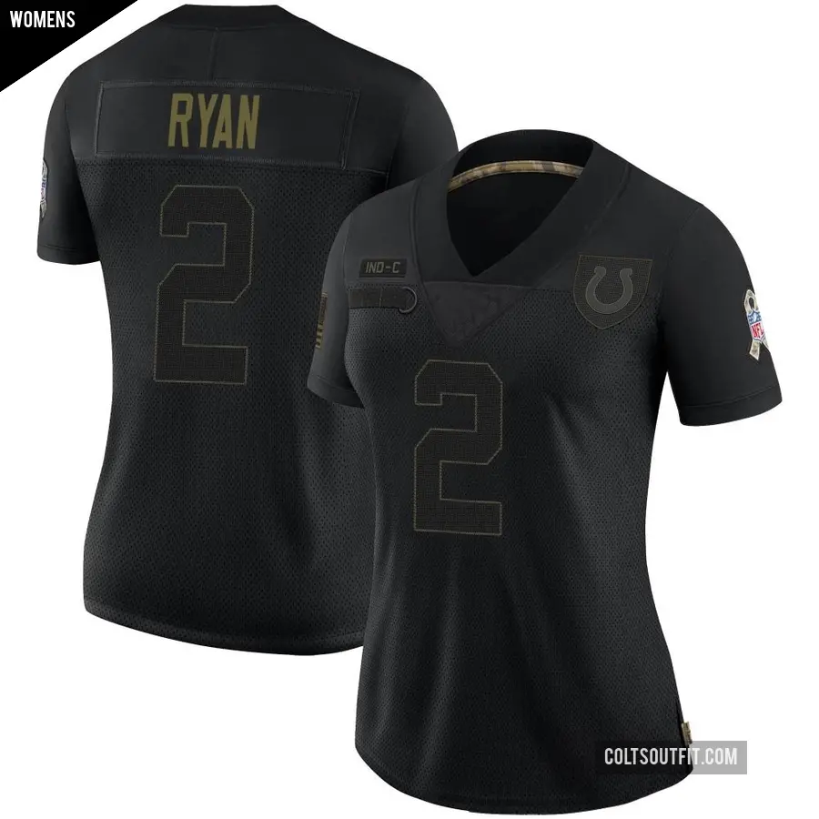 Women's Indianapolis Colts ＃2 Matt Ryan Black Limited 2020 Salute To Service Jersey