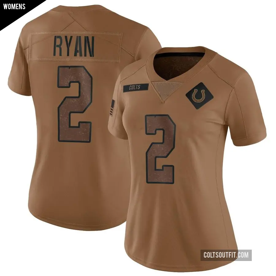 Women's Indianapolis Colts ＃2 Matt Ryan Brown Limited 2023 Salute To Service Jersey