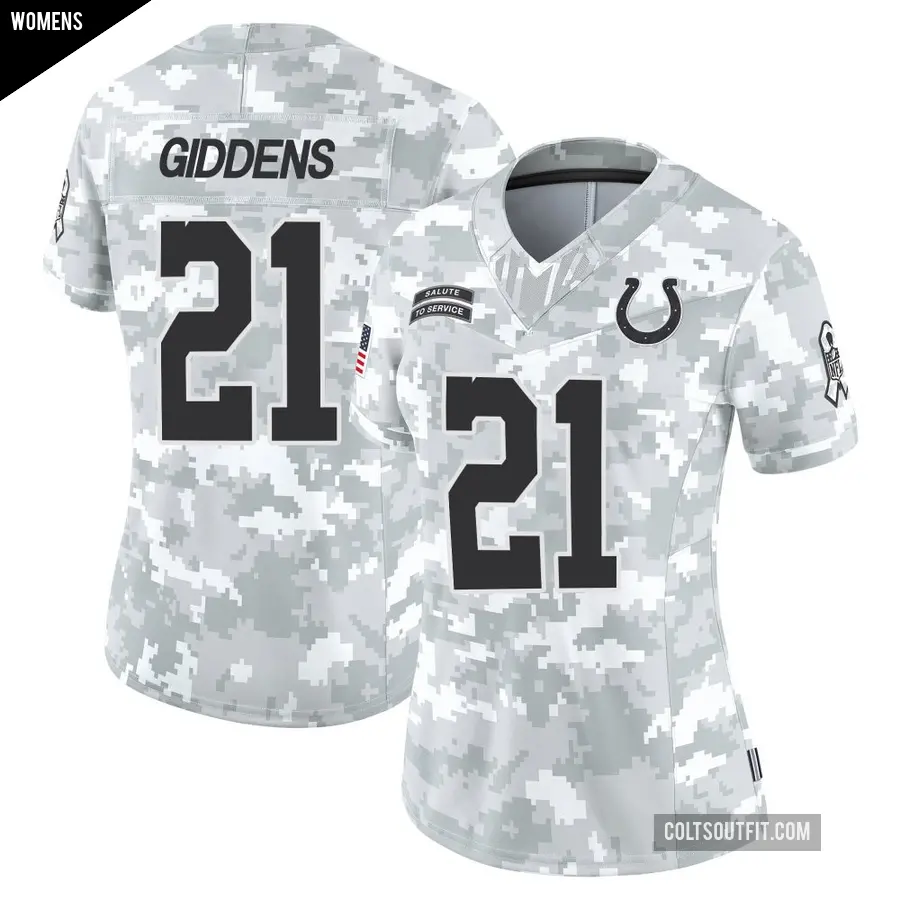 Women's Indianapolis Colts ＃21 DJ Giddens Arctic Camo Limited 2024 Salute to Service Jersey