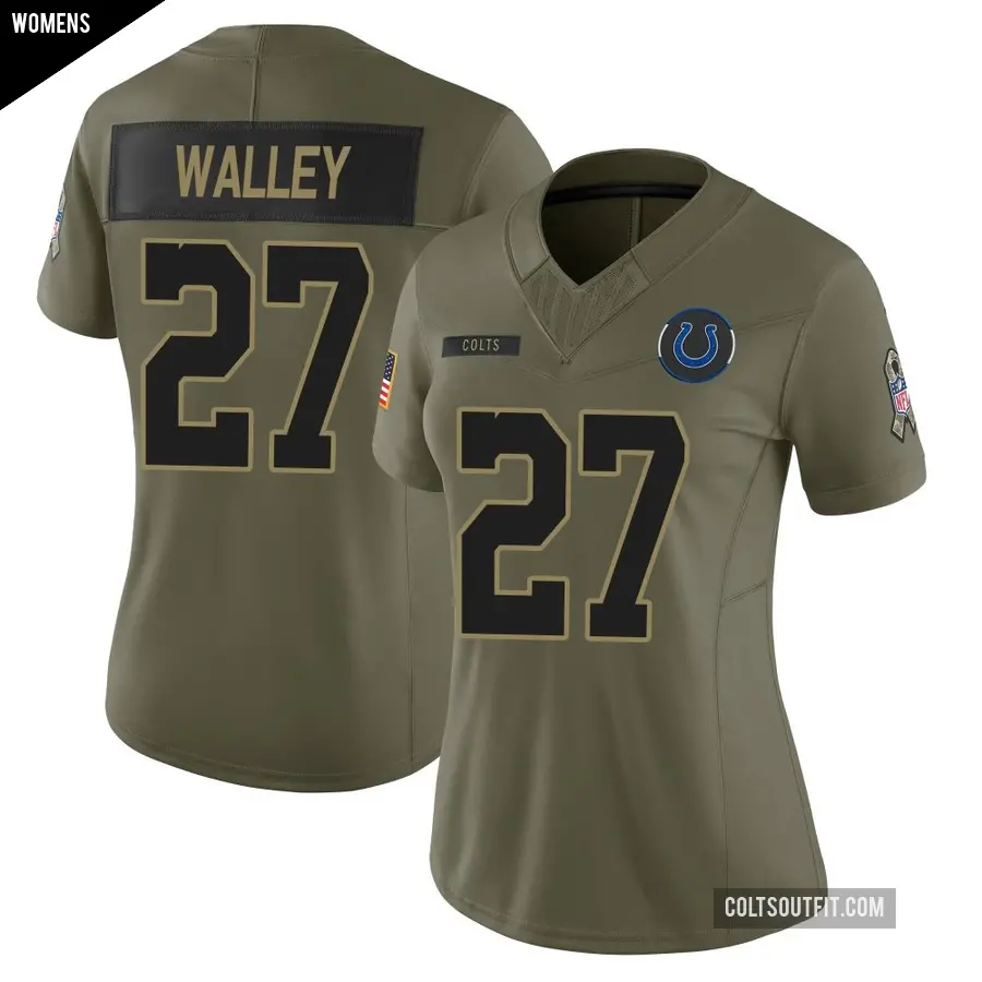 Women's Indianapolis Colts ＃27 Justin Walley Olive Limited Sr. 2025 Salute to Service Jersey