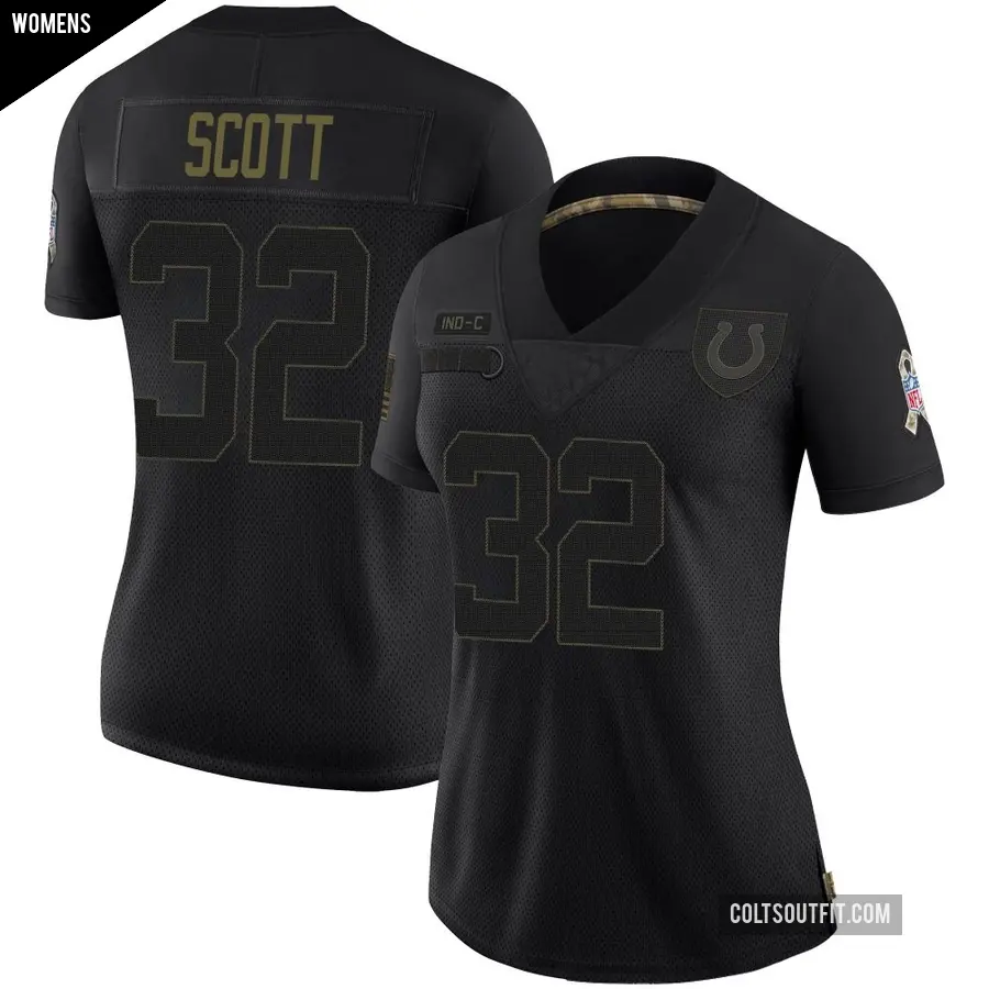 Women's Indianapolis Colts ＃32 Daniel Scott Black Limited 2020 Salute To Service Jersey