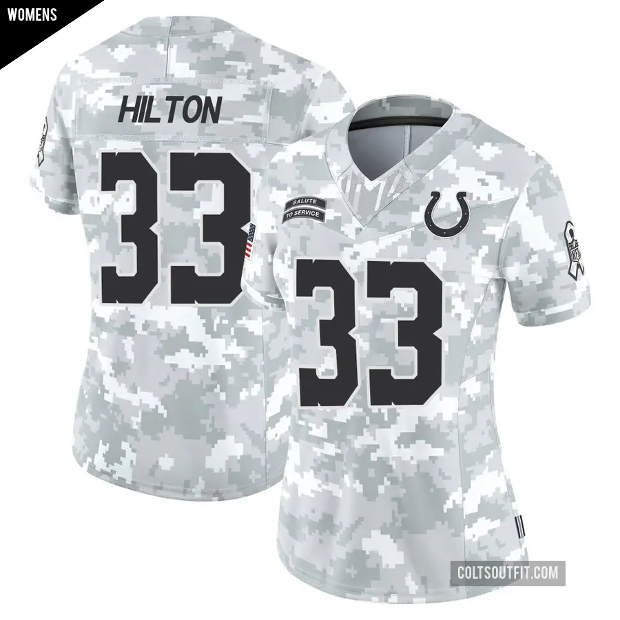 Women's Indianapolis Colts ＃33 Mike Hilton Arctic Camo Limited 2024 Salute to Service Jersey