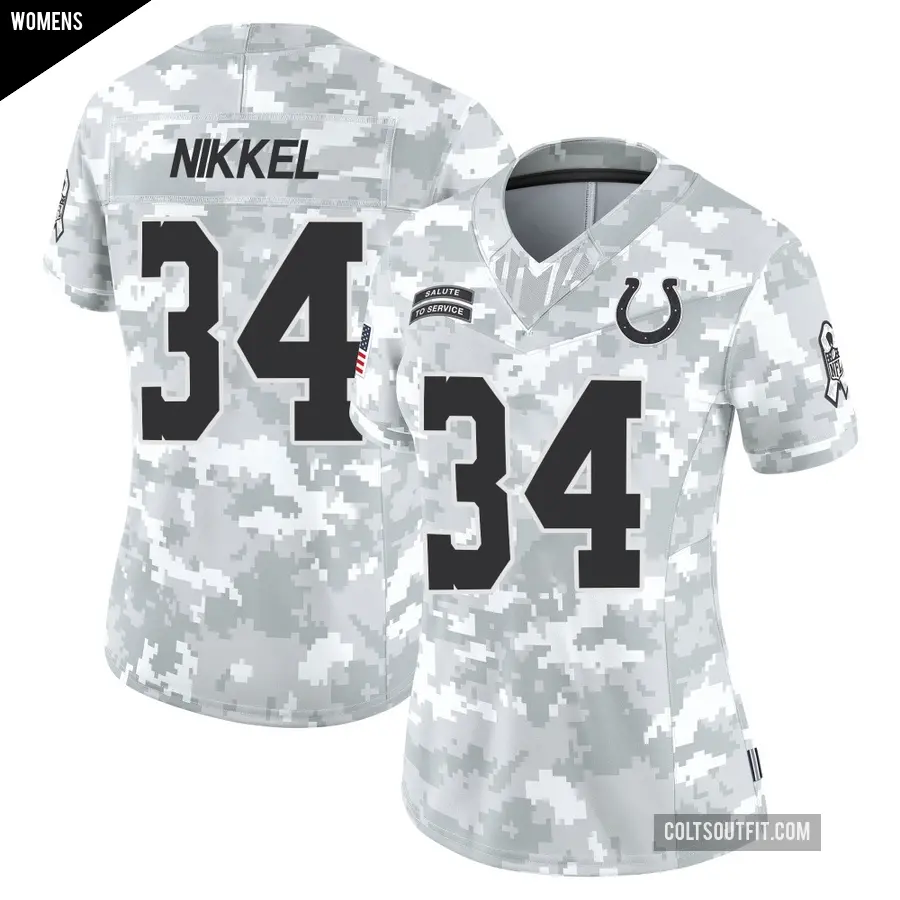 Women's Indianapolis Colts ＃34 Ben Nikkel Arctic Camo Limited 2024 Salute to Service Jersey