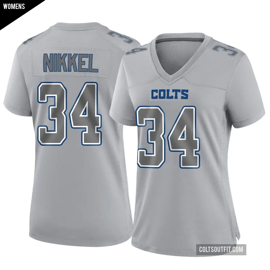 Women's Indianapolis Colts ＃34 Ben Nikkel Gray Game Atmosphere Fashion Jersey