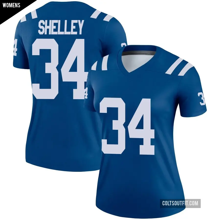 Women's Indianapolis Colts ＃34 Duke Shelley Royal Legend Jersey