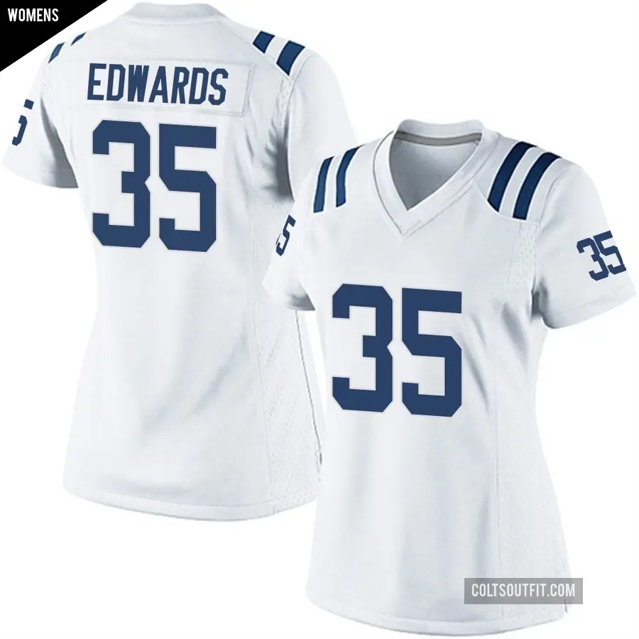 Women's Indianapolis Colts ＃35 Johnathan Edwards White Game Jersey