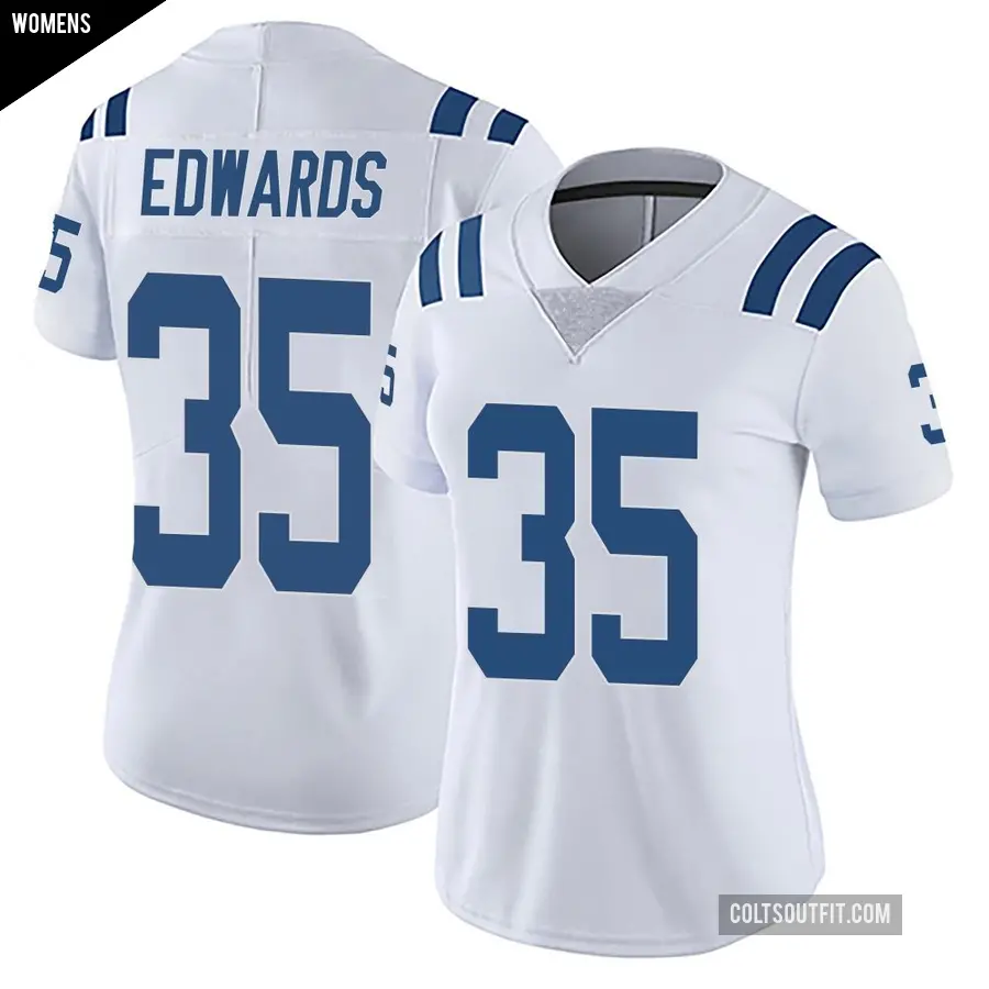 Women's Indianapolis Colts ＃35 Johnathan Edwards White Limited Vapor Untouchable Jersey