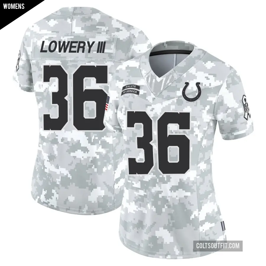 Women's Indianapolis Colts ＃36 Reuben Lowery III Arctic Camo Limited 2024 Salute to Service Jersey