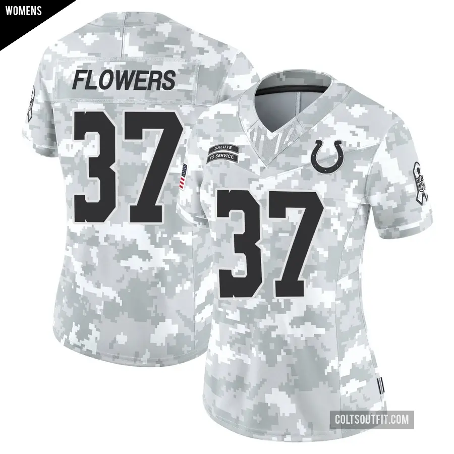 Women's Indianapolis Colts ＃37 Tre Flowers Arctic Camo Limited 2024 Salute to Service Jersey