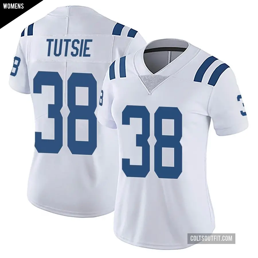 Women's Indianapolis Colts ＃38 Michael Tutsie White Limited Vapor Untouchable Jersey