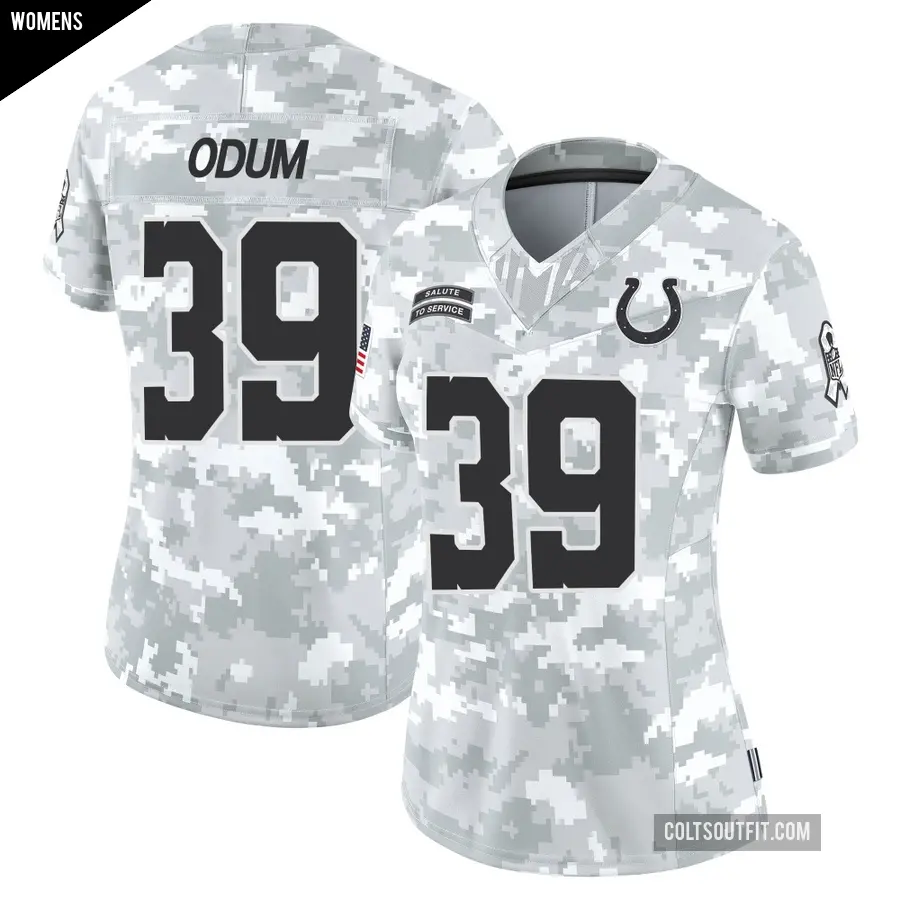 Women's Indianapolis Colts ＃39 George Odum Arctic Camo Limited 2024 Salute to Service Jersey