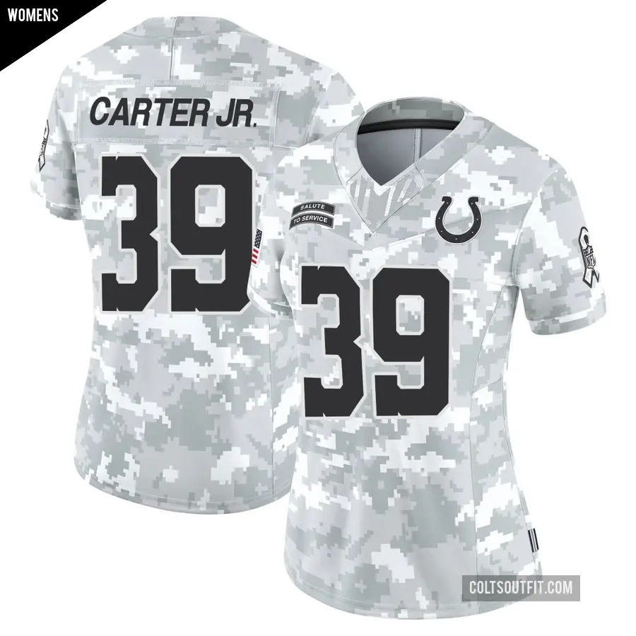 Women's Indianapolis Colts ＃39 Rob Carter Jr. Arctic Camo Limited 2024 Salute to Service Jersey