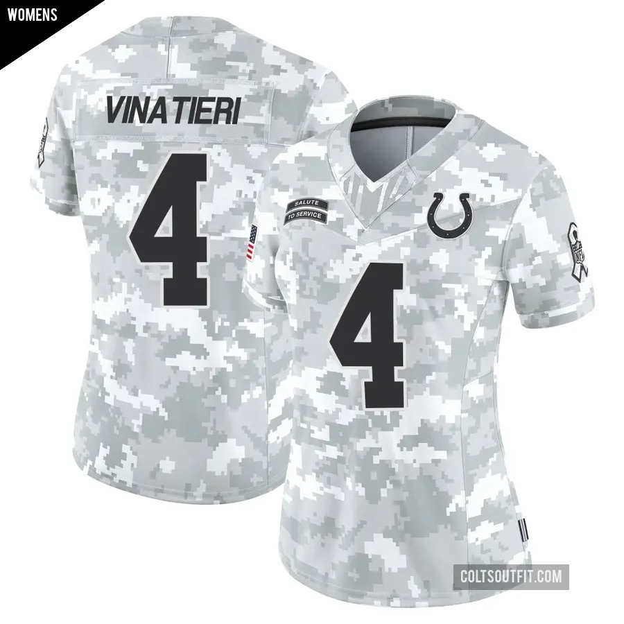 Women's Indianapolis Colts ＃4 Adam Vinatieri Arctic Camo Limited 2024 Salute to Service Jersey