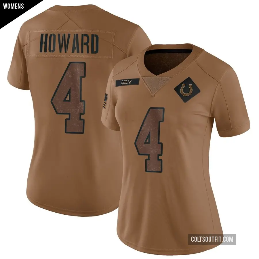 Women's Indianapolis Colts ＃4 Xavien Howard Brown Limited 2023 Salute To Service Jersey