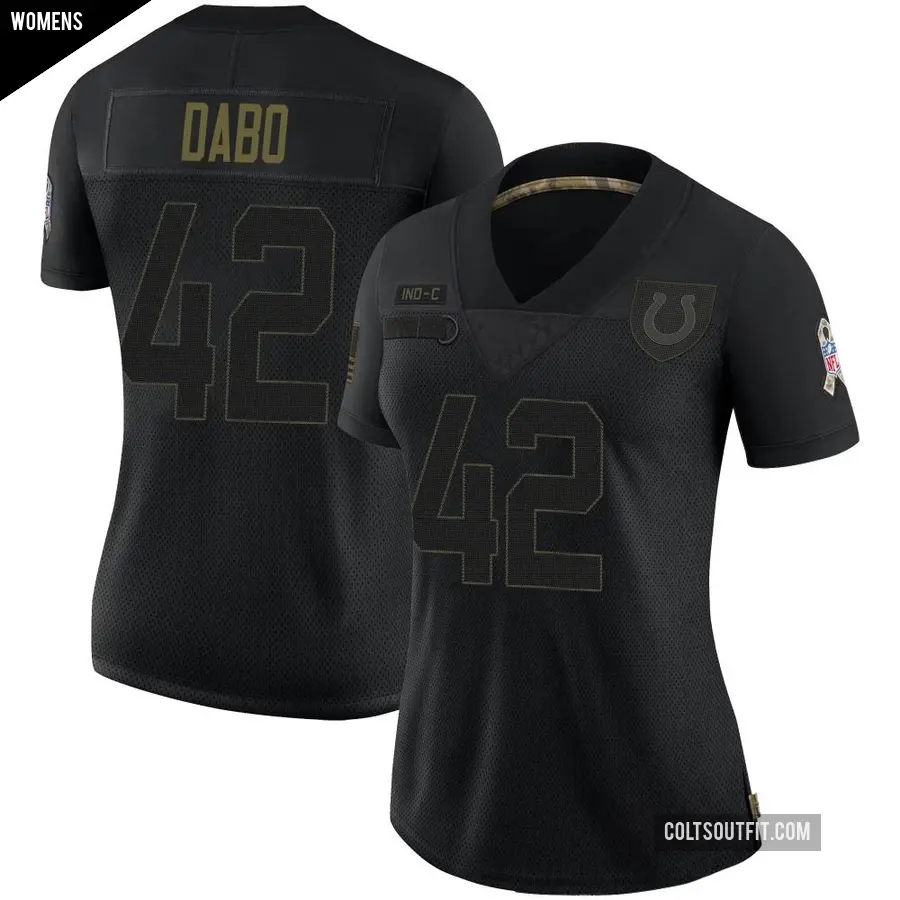 Women's Indianapolis Colts ＃42 Marcel Dabo Black Limited 2020 Salute To Service Jersey