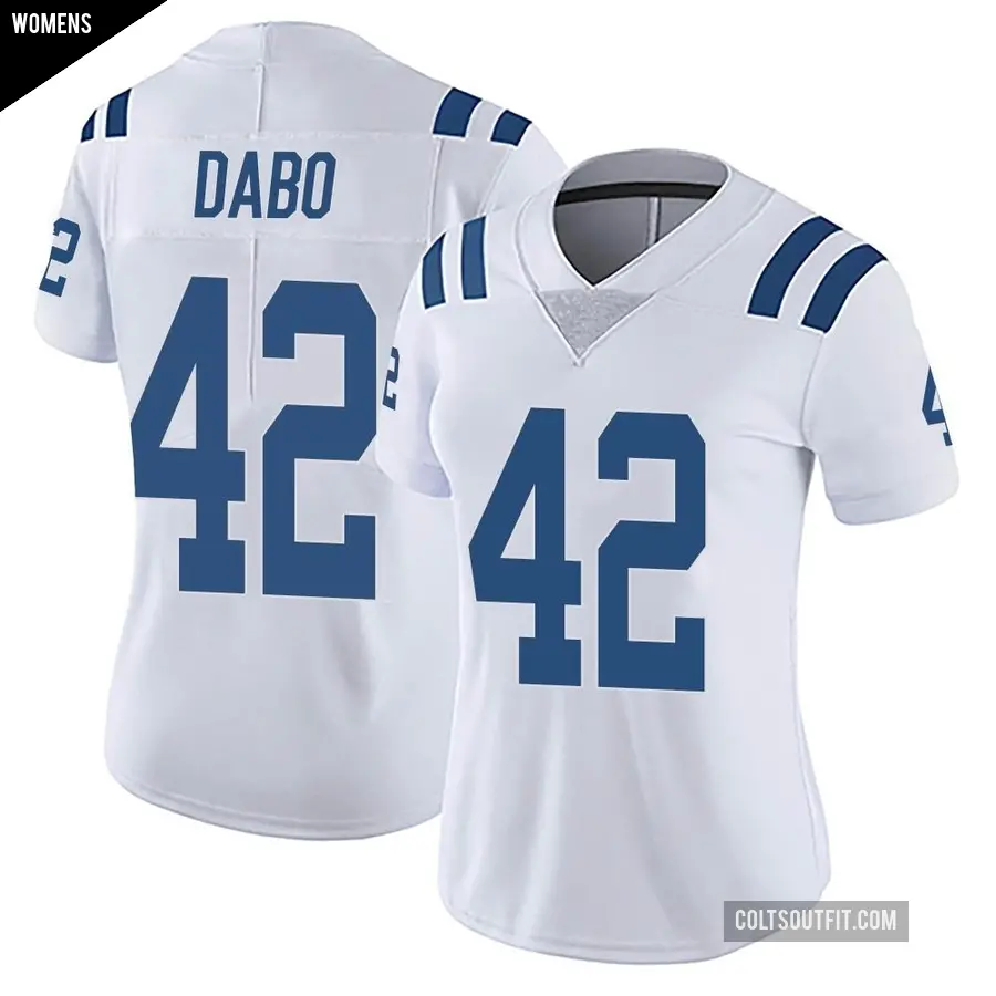 Women's Indianapolis Colts ＃42 Marcel Dabo White Limited Vapor Untouchable Jersey