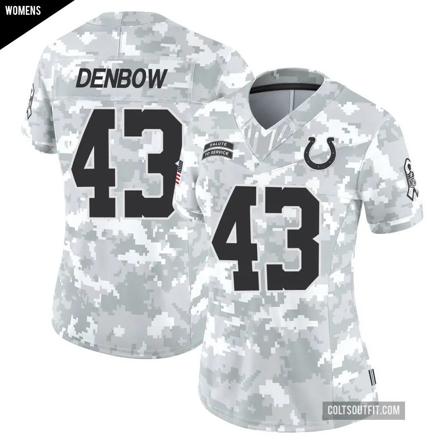 Women's Indianapolis Colts ＃43 Trevor Denbow Arctic Camo Limited 2024 Salute to Service Jersey