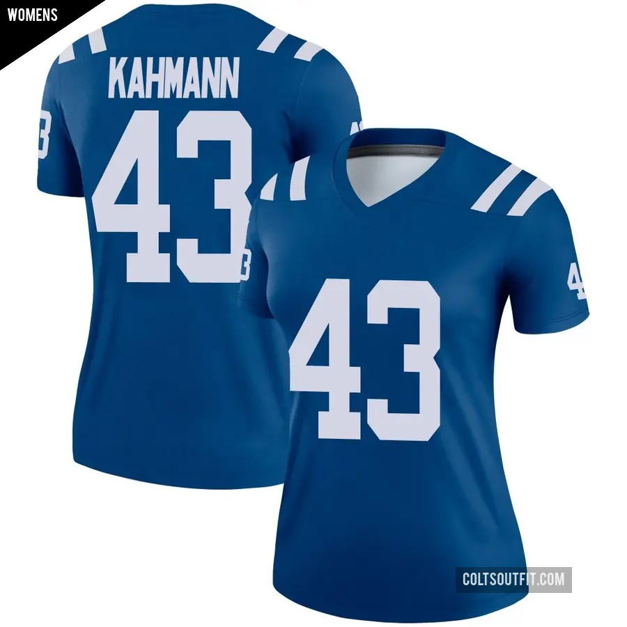 Women's Indianapolis Colts ＃43 Tyler Kahmann Royal Legend Jersey