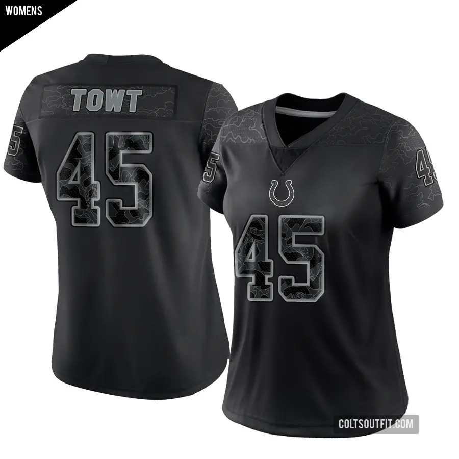 Women's Indianapolis Colts ＃45 Carson Towt Black Limited Reflective Jersey