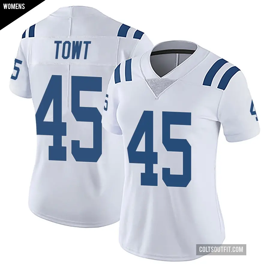Women's Indianapolis Colts ＃45 Carson Towt White Limited Vapor Untouchable Jersey