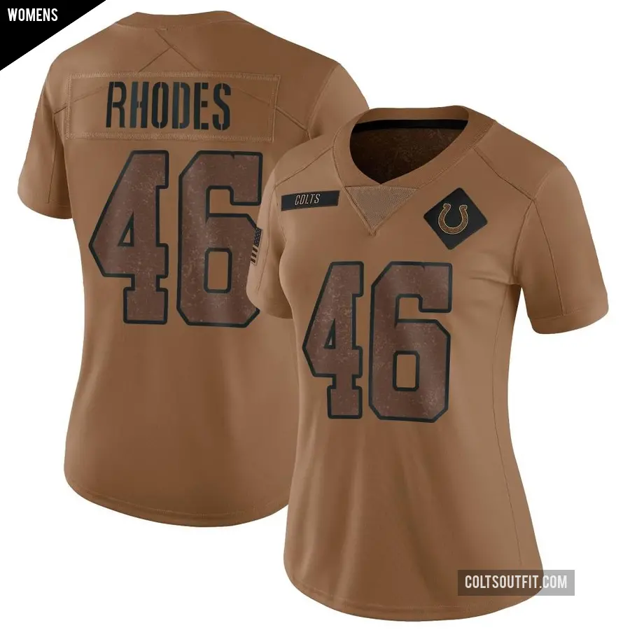 Women's Indianapolis Colts ＃46 Luke Rhodes Brown Limited 2023 Salute To Service Jersey
