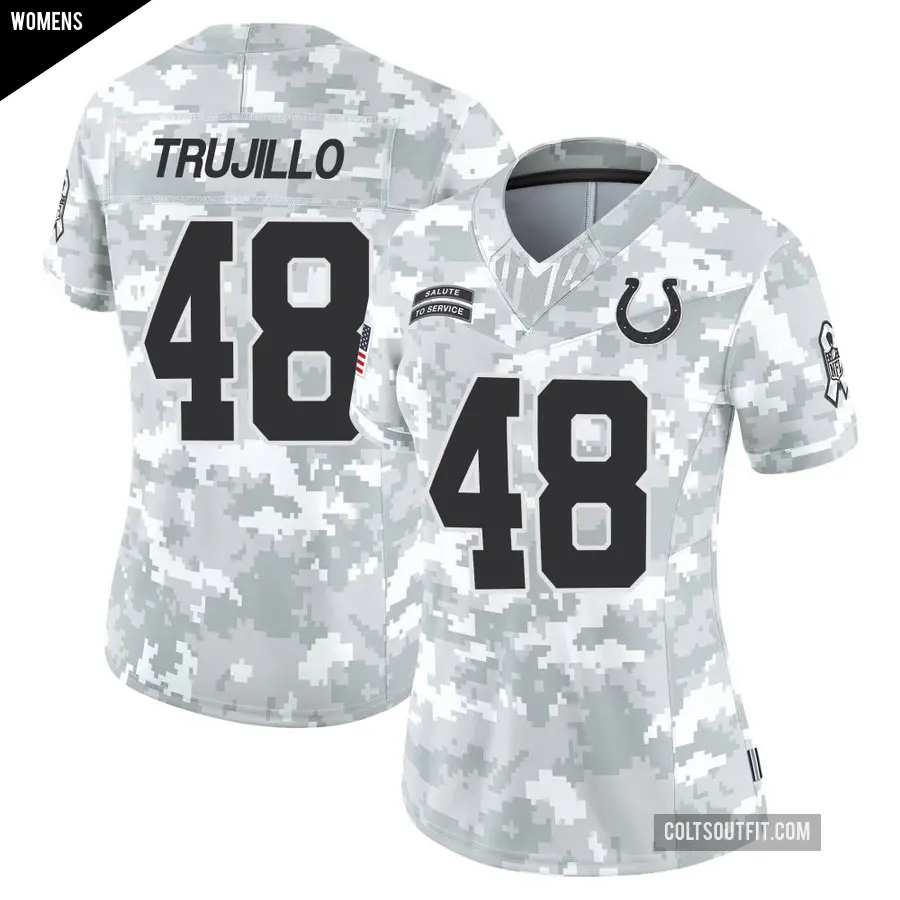 Women's Indianapolis Colts ＃48 Maddux Trujillo Arctic Camo Limited 2024 Salute to Service Jersey