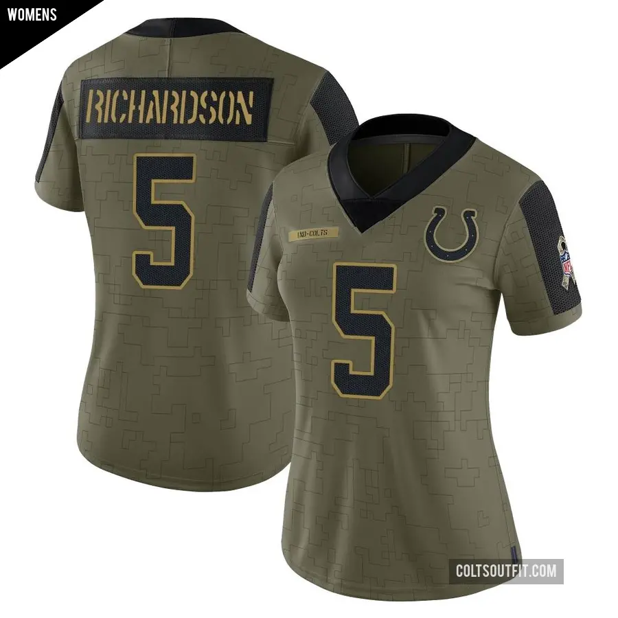 Women's Indianapolis Colts ＃5 Anthony Richardson Olive Limited 2021 Salute To Service Jersey
