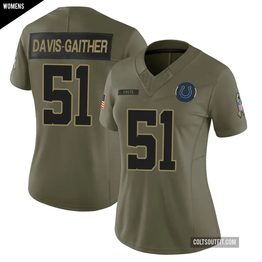 Women's Indianapolis Colts ＃51 Akeem Davis-Gaither Olive Limited Sr. 2025 Salute to Service Jersey