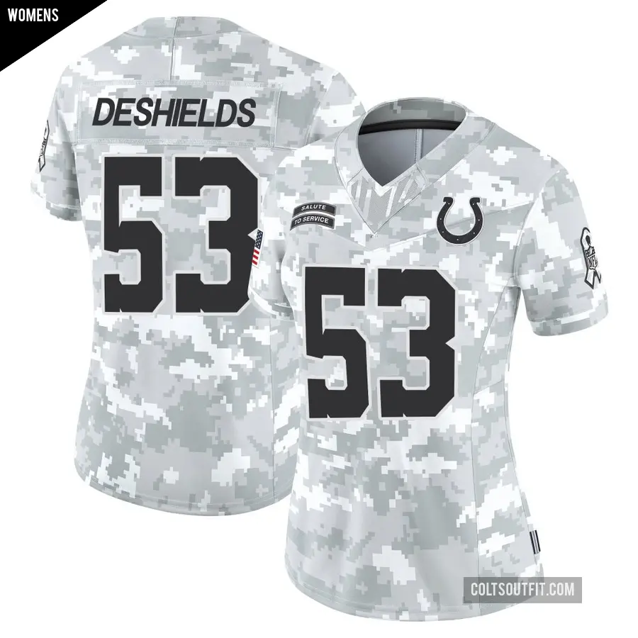 Women's Indianapolis Colts ＃53 Solomon DeShields Arctic Camo Limited 2024 Salute to Service Jersey