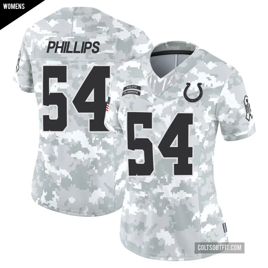 Women's Indianapolis Colts ＃54 Jacob Phillips Arctic Camo Limited 2024 Salute to Service Jersey