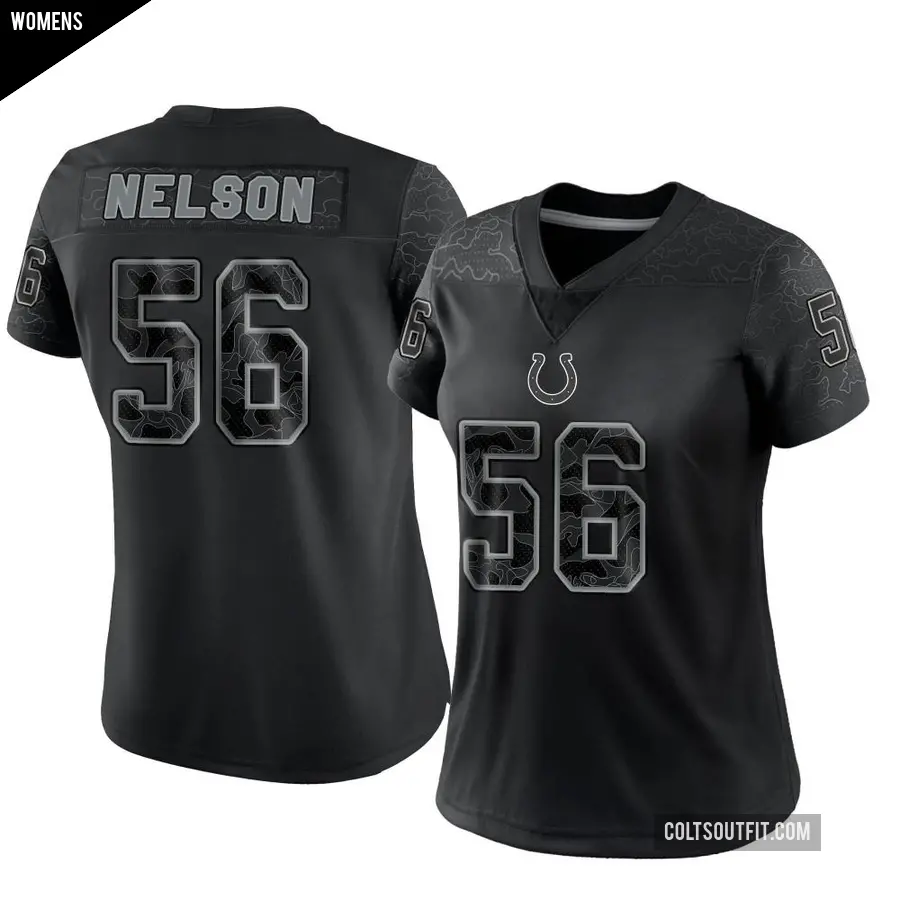 Women's Indianapolis Colts ＃56 Quenton Nelson Black Limited Reflective Jersey