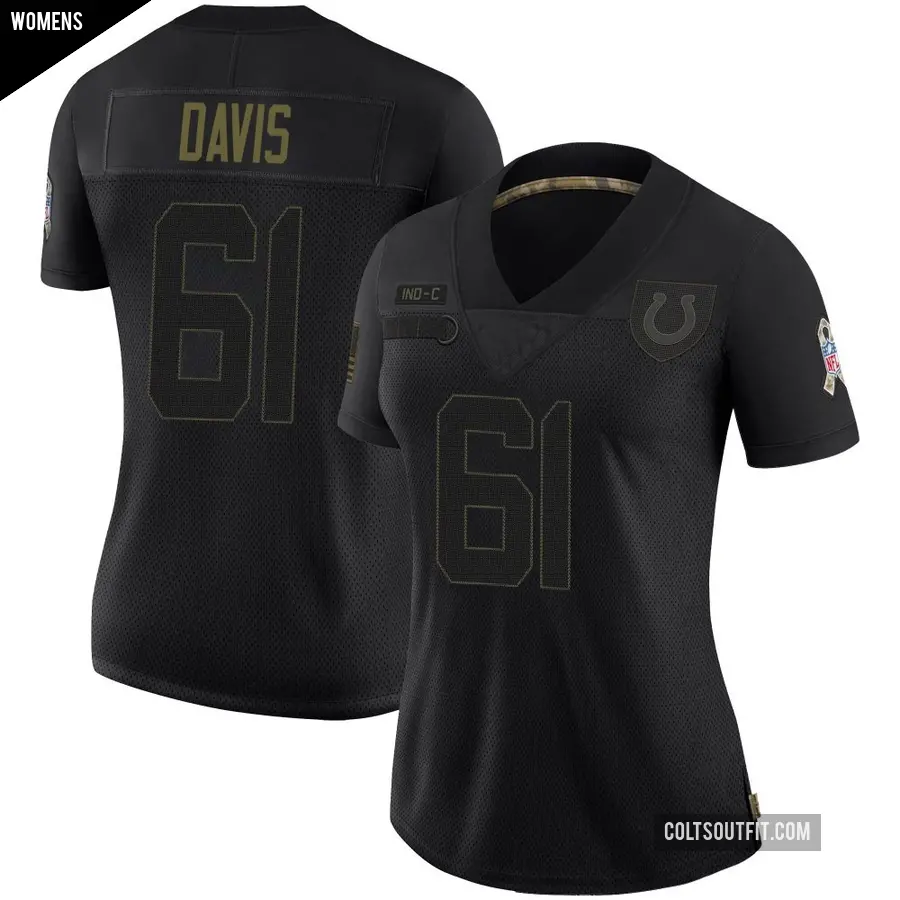 Women's Indianapolis Colts ＃61 Devonta Davis Black Limited 2020 Salute To Service Jersey