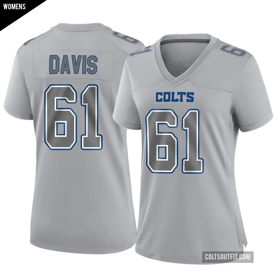 Women's Indianapolis Colts ＃61 Devonta Davis Gray Game Atmosphere Fashion Jersey