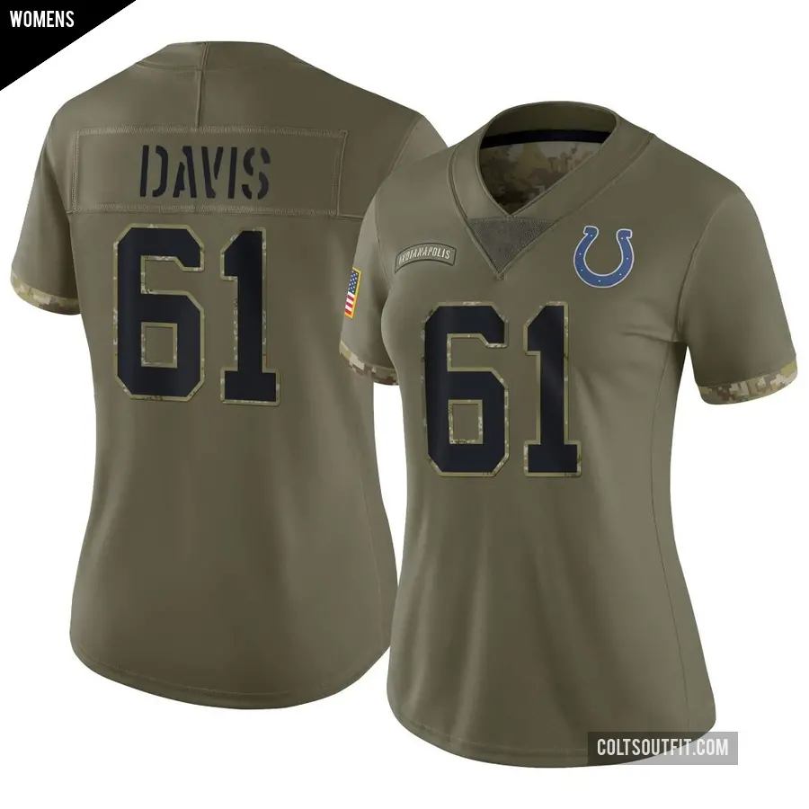 Women's Indianapolis Colts ＃61 Devonta Davis Olive Limited 2022 Salute To Service Jersey