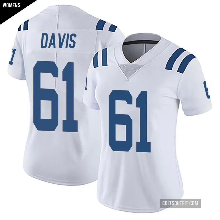 Women's Indianapolis Colts ＃61 Devonta Davis White Limited Vapor Untouchable Jersey