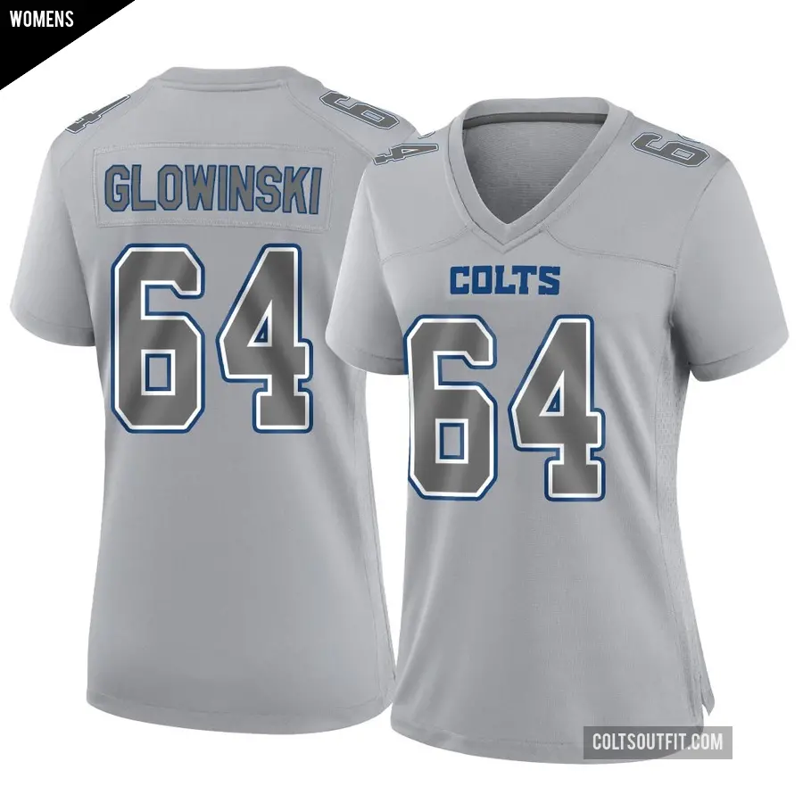 Women's Indianapolis Colts ＃64 Mark Glowinski Gray Game Atmosphere Fashion Jersey