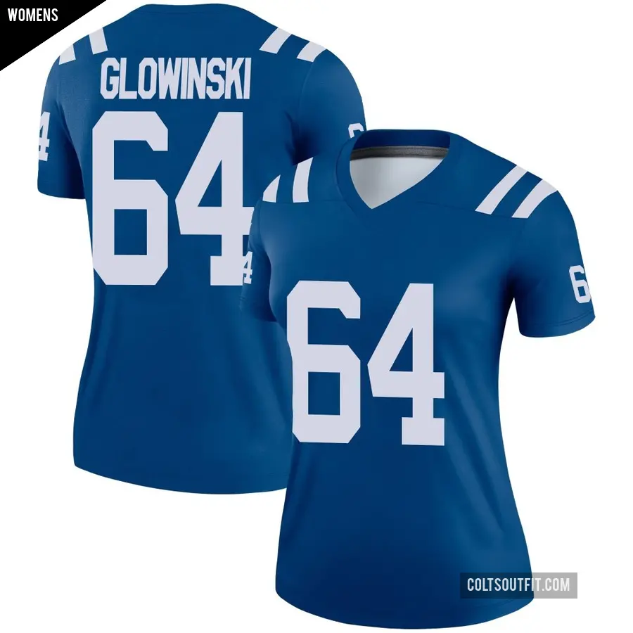 Women's Indianapolis Colts ＃64 Mark Glowinski Royal Legend Jersey