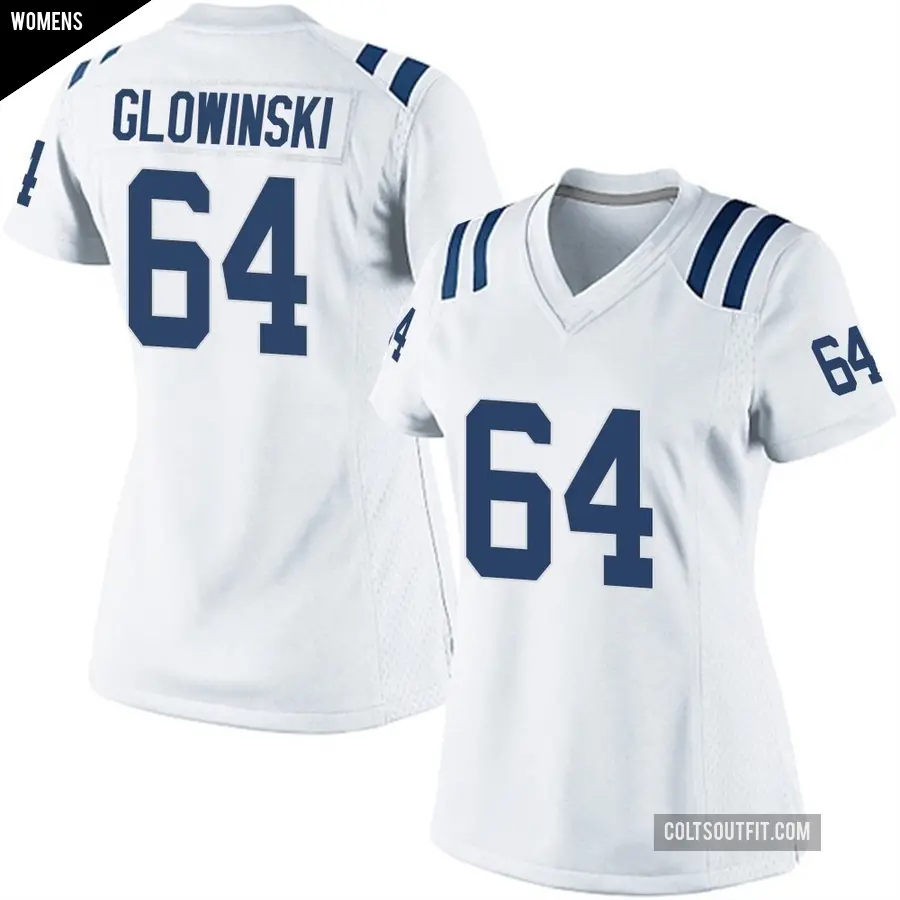 Women's Indianapolis Colts ＃64 Mark Glowinski White Game Jersey