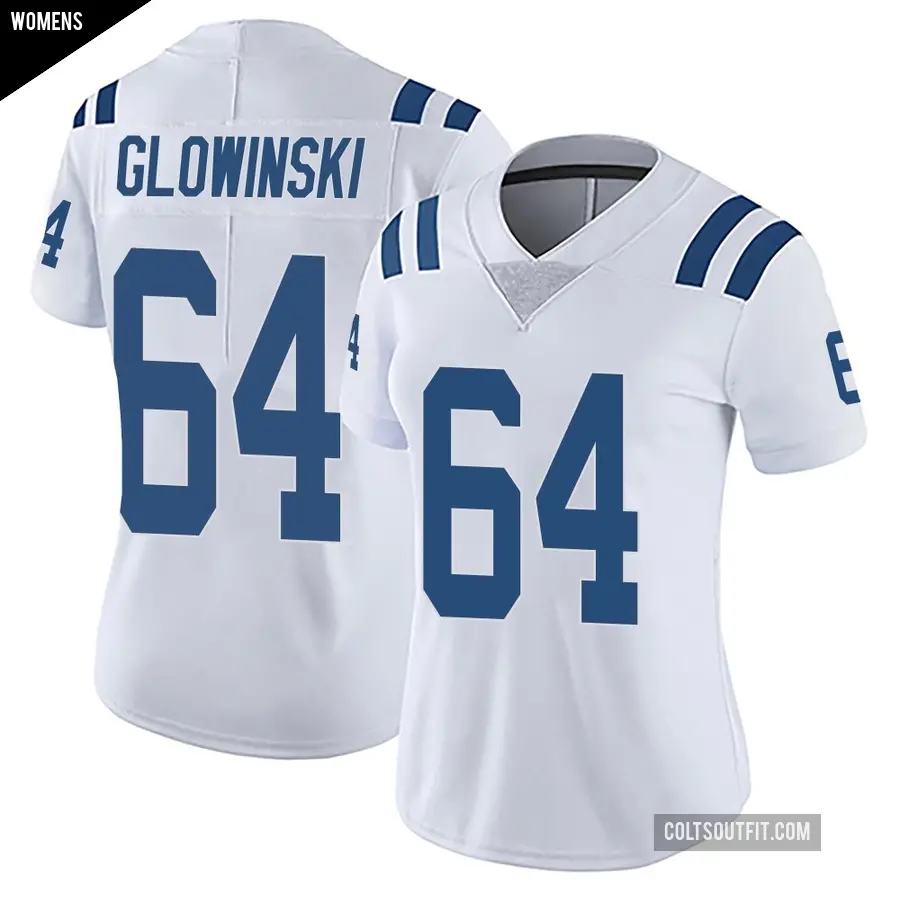 Women's Indianapolis Colts ＃64 Mark Glowinski White Limited Vapor Untouchable Jersey