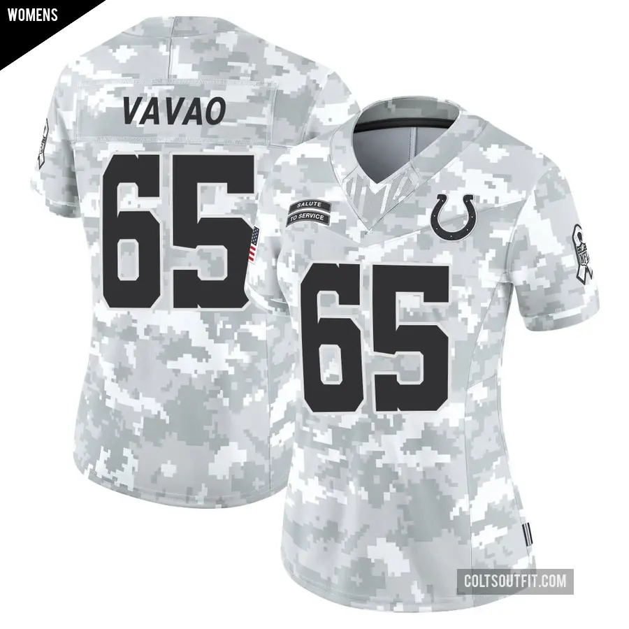 Women's Indianapolis Colts ＃65 Mose Vavao Arctic Camo Limited 2024 Salute to Service Jersey