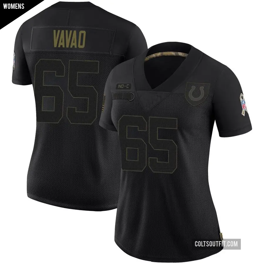 Women's Indianapolis Colts ＃65 Mose Vavao Black Limited 2020 Salute To Service Jersey