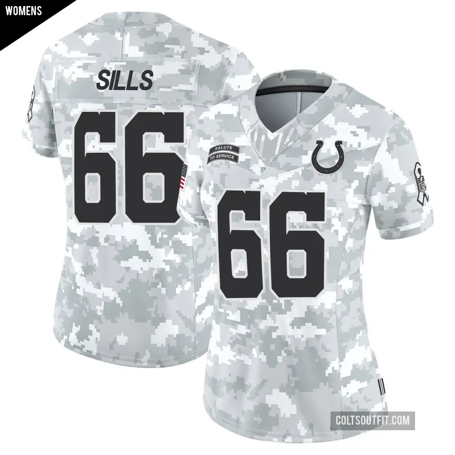 Women's Indianapolis Colts ＃66 Josh Sills Arctic Camo Limited 2024 Salute to Service Jersey