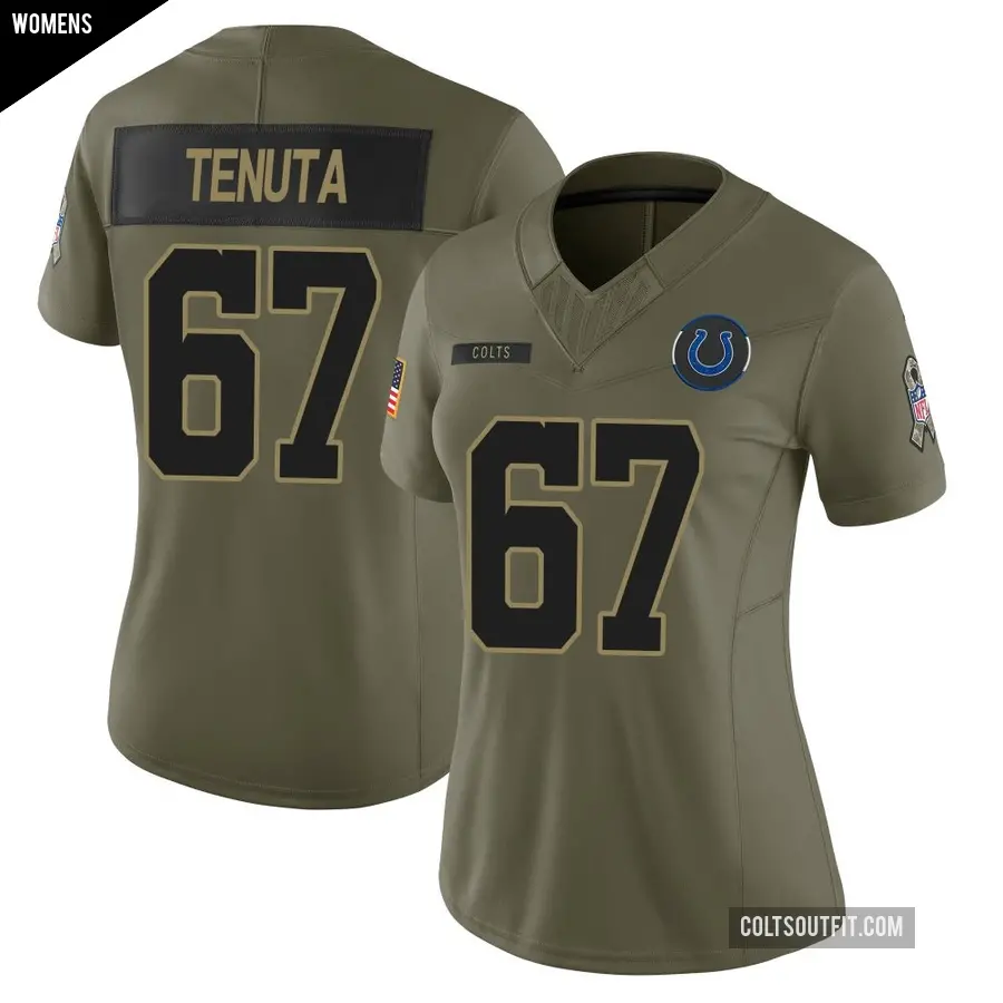Women's Indianapolis Colts ＃67 Luke Tenuta Olive Limited Sr. 2025 Salute to Service Jersey