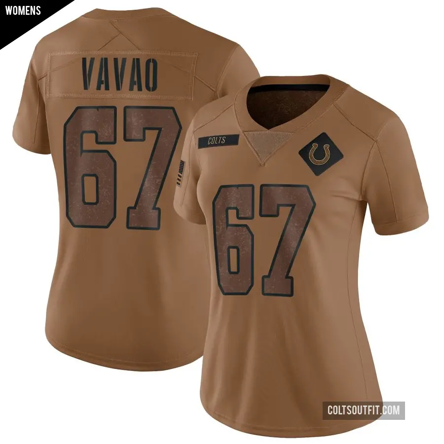 Women's Indianapolis Colts ＃67 Mose Vavao Brown Limited 2023 Salute To Service Jersey